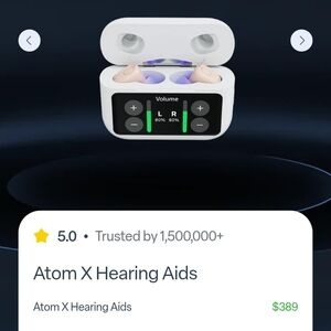 Atom X Wireless Hearing Aids in White with Rose Gold Buds New In Box